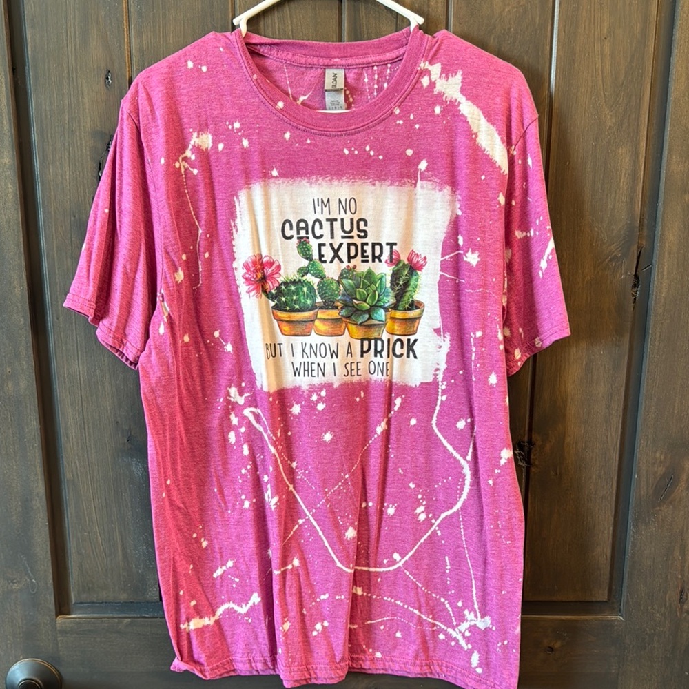 Pink Graphic Tee with Cactus Print